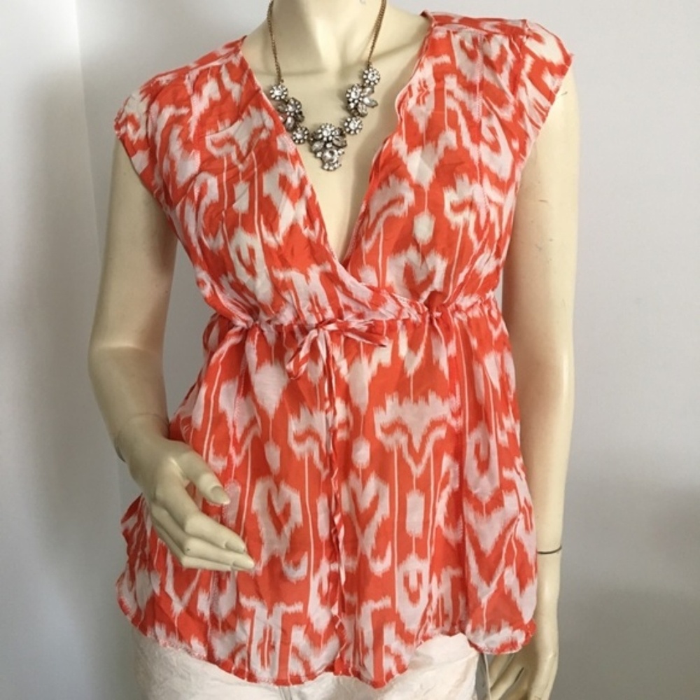 Sold Talbots Talbots Orange & WhiteCap Sleeve Top